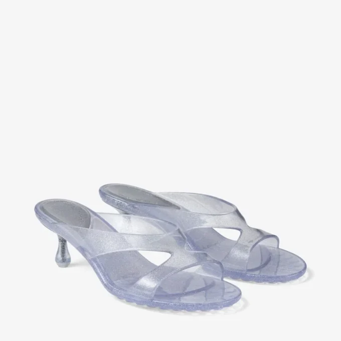 Jelly Drop 50 Sandale din jelly argintiu cu sclipici Jelly Drop 50 Sandale din jelly argintiu cu sclipici