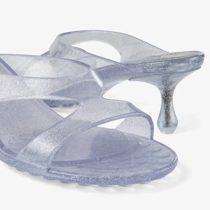 Jelly Drop 50 Sandale din jelly argintiu cu sclipici Jelly Drop 50 Sandale din jelly argintiu cu sclipici