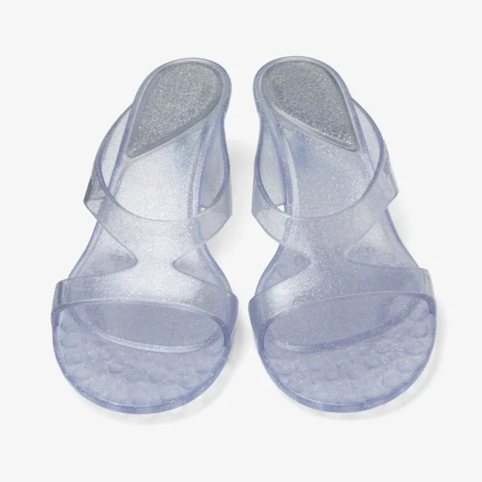 Jelly Drop 50 Sandale din jelly argintiu cu sclipici Jelly Drop 50 Sandale din jelly argintiu cu sclipici