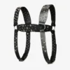 Jimmy Choo Noir Kei Ninomiya All Stars Harness Ham din piele de vițel netedă neagră cu ornamente metalice în formă de stele multiple Jimmy Choo Noir Kei Ninomiya All Stars Harness Ham din piele de vițel netedă neagră cu ornamente metalice în formă de stele multiple