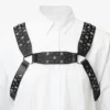 Jimmy Choo Noir Kei Ninomiya All Stars Harness Ham din piele de vițel netedă neagră cu ornamente metalice în formă de stele multiple Jimmy Choo Noir Kei Ninomiya All Stars Harness Ham din piele de vițel netedă neagră cu ornamente metalice în formă de stele multiple