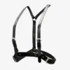 Jimmy Choo Noir Kei Ninomiya Crystals Harness Ham din piele neagră lucioasă cu ornamente din cristale aplicate la cald Jimmy Choo Noir Kei Ninomiya Crystals Harness Ham din piele neagră lucioasă cu ornamente din cristale aplicate la cald