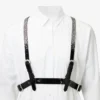 Jimmy Choo Noir Kei Ninomiya Crystals Harness Ham din piele neagră lucioasă cu ornamente din cristale aplicate la cald Jimmy Choo Noir Kei Ninomiya Crystals Harness Ham din piele neagră lucioasă cu ornamente din cristale aplicate la cald