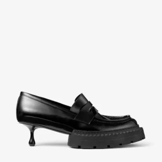 Jimmy Choo Noir Kei Ninomiya Maxi Loafer Mocasini din piele de vițel lustruită, negri Jimmy Choo Noir Kei Ninomiya Maxi Loafer Mocasini din piele de vițel lustruită, negri