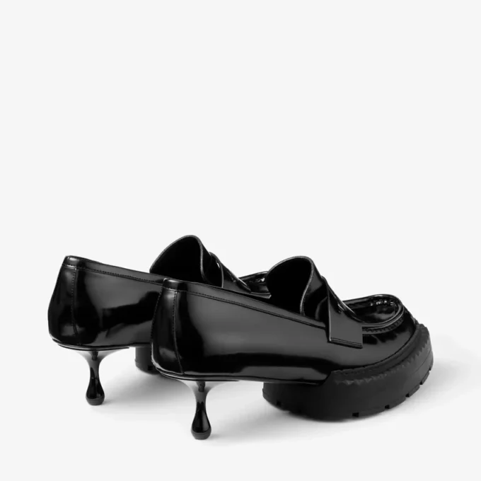 Jimmy Choo Noir Kei Ninomiya Maxi Loafer Mocasini din piele de vițel lustruită, negri Jimmy Choo Noir Kei Ninomiya Maxi Loafer Mocasini din piele de vițel lustruită, negri
