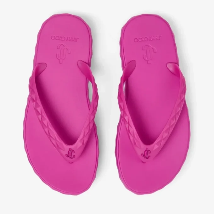 Șlapi cu diamante, fucsia, din cauciuc Șlapi cu diamante, fucsia, din cauciuc