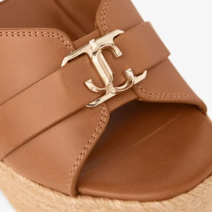 Leda Wedge 100 Mule cu talpă înaltă din piele nappa maro Leda Wedge 100 Mule cu talpă înaltă din piele nappa maro