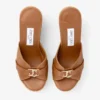 Leda Wedge 100 Mule cu talpă înaltă din piele nappa maro Leda Wedge 100 Mule cu talpă înaltă din piele nappa maro