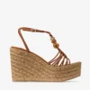 Lemi Wedge 100 Sandale cu toc înclinat din piele de căprioară maro deschis cu margele Lemi Wedge 100 Sandale cu toc înclinat din piele de căprioară maro deschis cu margele