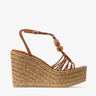 lemi wedge 100 sandale cu toc nclinat din piele de cprioar maro deschis cu margele 1 330x330 - Lemi Wedge 100 Sandale cu toc &icirc;nclinat din piele de căprioară maro deschis cu margele