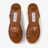 Lemi Wedge 100 Sandale cu toc înclinat din piele de căprioară maro deschis cu margele Lemi Wedge 100 Sandale cu toc înclinat din piele de căprioară maro deschis cu margele
