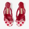 Liss 35 Mix roșu rubiniu Sandale tip mule din bumbac cu imprimeu gingham mixt și fundă din bumbac Liss 35 Mix roșu rubiniu Sandale tip mule din bumbac cu imprimeu gingham mixt și fundă din bumbac