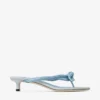 Liss 35 Riviera Blue Mix Sandale tip mule din piele moale și pânză cu pete, cu fundă din piele nappa Liss 35 Riviera Blue Mix Sandale tip mule din piele moale și pânză cu pete, cu fundă din piele nappa