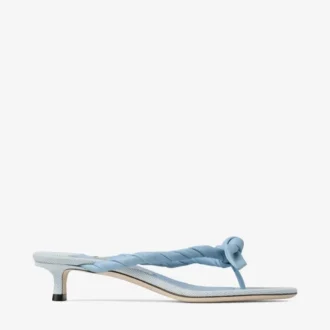 Liss 35 Riviera Blue Mix Sandale tip mule din piele moale și pânză cu pete, cu fundă din piele nappa Liss 35 Riviera Blue Mix Sandale tip mule din piele moale și pânză cu pete, cu fundă din piele nappa