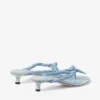 Liss 35 Riviera Blue Mix Sandale tip mule din piele moale și pânză cu pete, cu fundă din piele nappa Liss 35 Riviera Blue Mix Sandale tip mule din piele moale și pânză cu pete, cu fundă din piele nappa