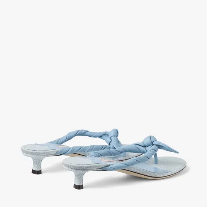 Liss 35 Riviera Blue Mix Sandale tip mule din piele moale și pânză cu pete, cu fundă din piele nappa Liss 35 Riviera Blue Mix Sandale tip mule din piele moale și pânză cu pete, cu fundă din piele nappa