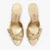 Livi Wedge 85 Mule din piele nappa auriu metalizat cu toc înalt și fundă Livi Wedge 85 Mule din piele nappa auriu metalizat cu toc înalt și fundă