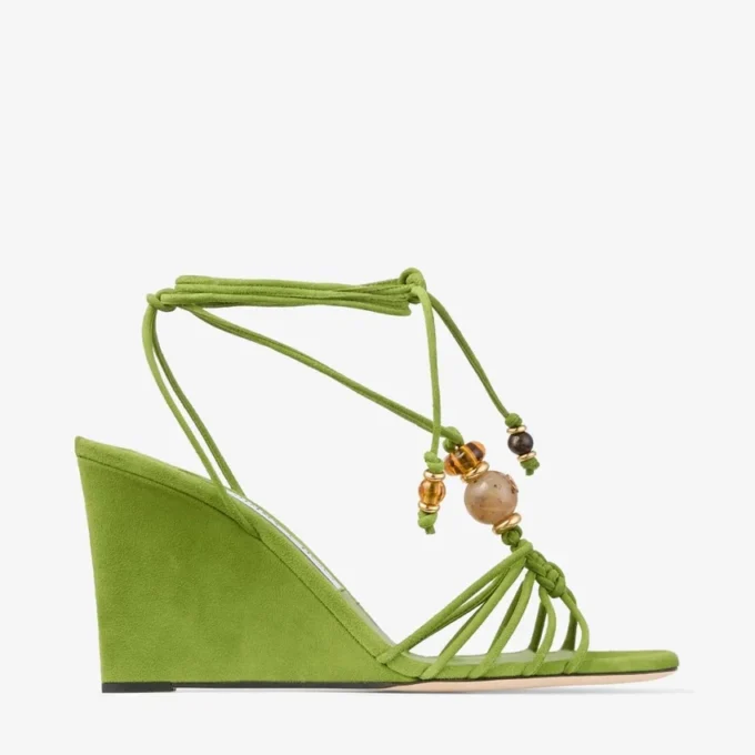 Lova Wedge 85 Clover Mix – sandale cu platformă din piele de căprioară cu mărgele Lova Wedge 85 Clover Mix – sandale cu platformă din piele de căprioară cu mărgele