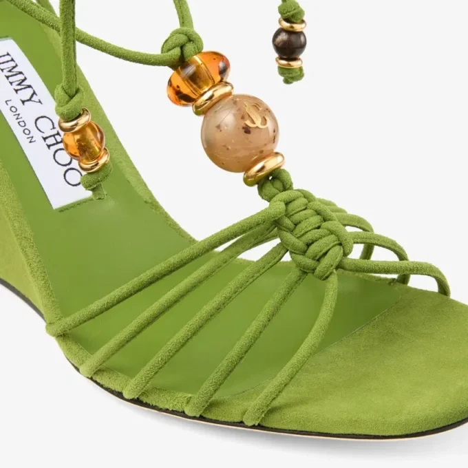 Lova Wedge 85 Clover Mix – sandale cu platformă din piele de căprioară cu mărgele Lova Wedge 85 Clover Mix – sandale cu platformă din piele de căprioară cu mărgele