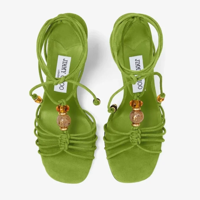 Lova Wedge 85 Clover Mix – sandale cu platformă din piele de căprioară cu mărgele Lova Wedge 85 Clover Mix – sandale cu platformă din piele de căprioară cu mărgele