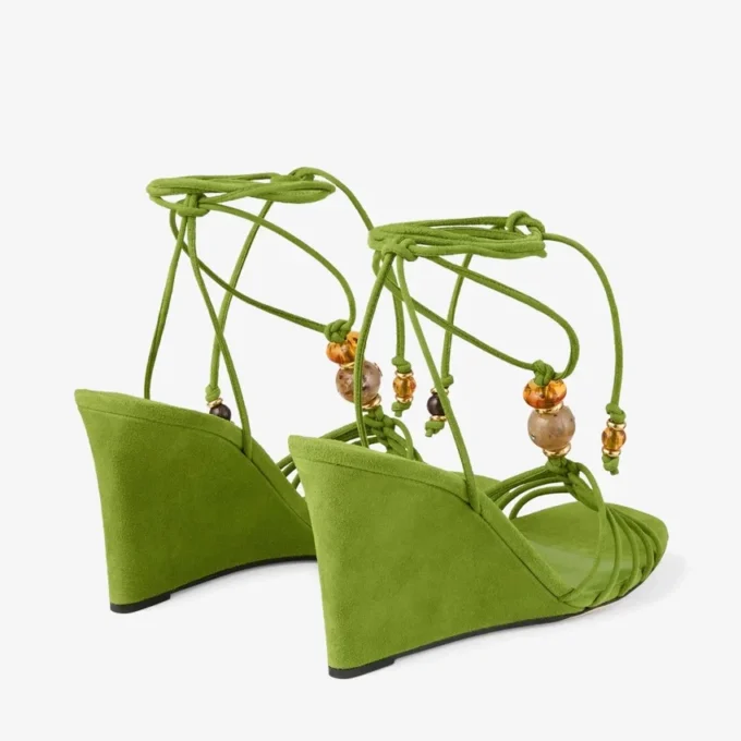 Lova Wedge 85 Clover Mix – sandale cu platformă din piele de căprioară cu mărgele Lova Wedge 85 Clover Mix – sandale cu platformă din piele de căprioară cu mărgele