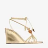 Lova Wedge 85 Pantofi cu toc înalt din piele nappa metalizată aurie cu mărgele Lova Wedge 85 Pantofi cu toc înalt din piele nappa metalizată aurie cu mărgele