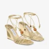 Lova Wedge 85 Pantofi cu toc înalt din piele nappa metalizată aurie cu mărgele Lova Wedge 85 Pantofi cu toc înalt din piele nappa metalizată aurie cu mărgele