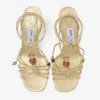 Lova Wedge 85 Pantofi cu toc înalt din piele nappa metalizată aurie cu mărgele Lova Wedge 85 Pantofi cu toc înalt din piele nappa metalizată aurie cu mărgele