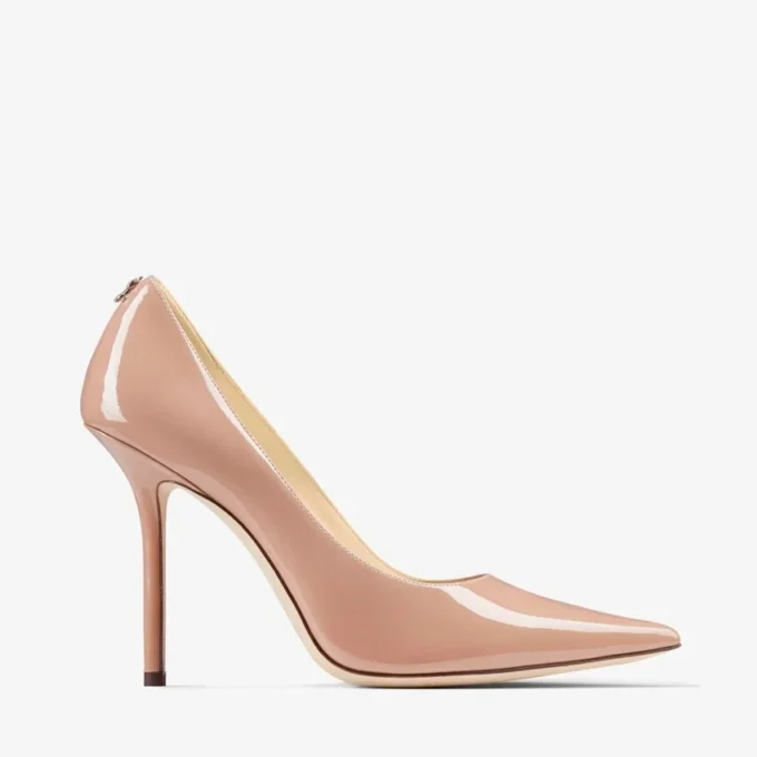 Love 100 Pantofi cu vârf ascuțit din piele lăcuită roz balet cu emblemă Jc Love 100 Pantofi cu vârf ascuțit din piele lăcuită roz balet cu emblemă Jc