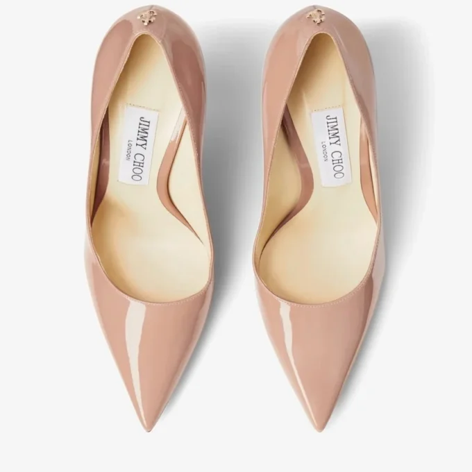 Love 100 Pantofi cu vârf ascuțit din piele lăcuită roz balet cu emblemă Jc Love 100 Pantofi cu vârf ascuțit din piele lăcuită roz balet cu emblemă Jc