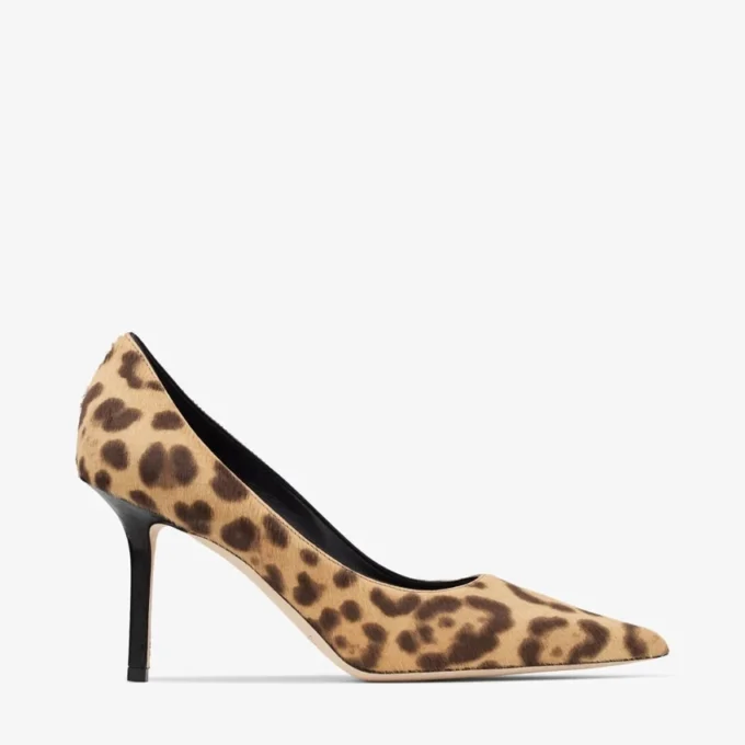 Love 85 Pantofi cu toc înalt din piele de ponei cu imprimeu leopard natural Love 85 Pantofi cu toc înalt din piele de ponei cu imprimeu leopard natural