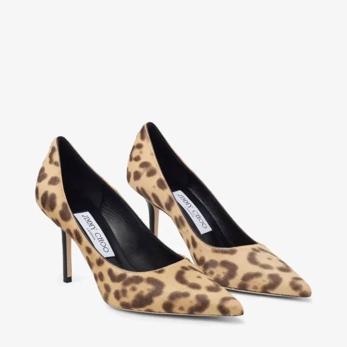 Love 85 Pantofi cu toc înalt din piele de ponei cu imprimeu leopard natural Love 85 Pantofi cu toc înalt din piele de ponei cu imprimeu leopard natural