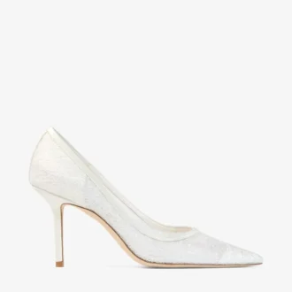 Love 85 Pantofi cu toc înalt din pânză de bumbac, de culoare Ivory Candyfloss Glitter Love 85 Pantofi cu toc înalt din pânză de bumbac, de culoare Ivory Candyfloss Glitter