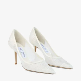 Love 85 Pantofi cu toc înalt din pânză de bumbac, de culoare Ivory Candyfloss Glitter Love 85 Pantofi cu toc înalt din pânză de bumbac, de culoare Ivory Candyfloss Glitter
