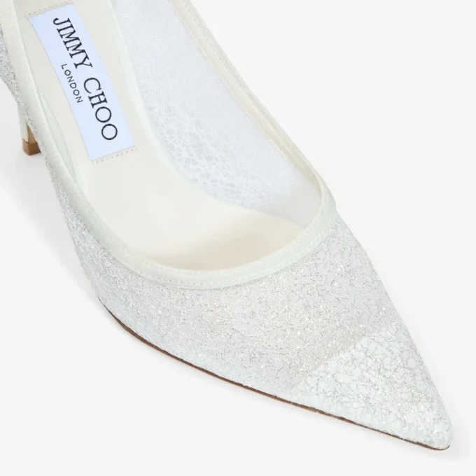 Love 85 Pantofi cu toc înalt din pânză de bumbac, de culoare Ivory Candyfloss Glitter Love 85 Pantofi cu toc înalt din pânză de bumbac, de culoare Ivory Candyfloss Glitter
