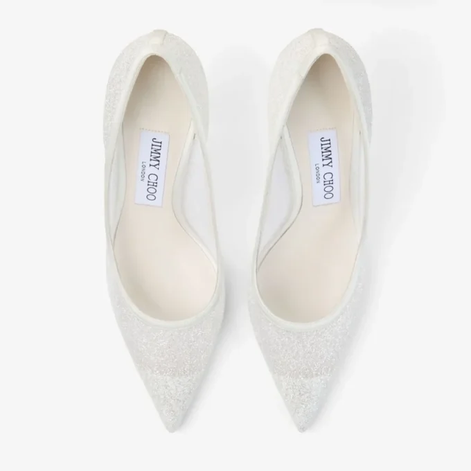Love 85 Pantofi cu toc înalt din pânză de bumbac, de culoare Ivory Candyfloss Glitter Love 85 Pantofi cu toc înalt din pânză de bumbac, de culoare Ivory Candyfloss Glitter