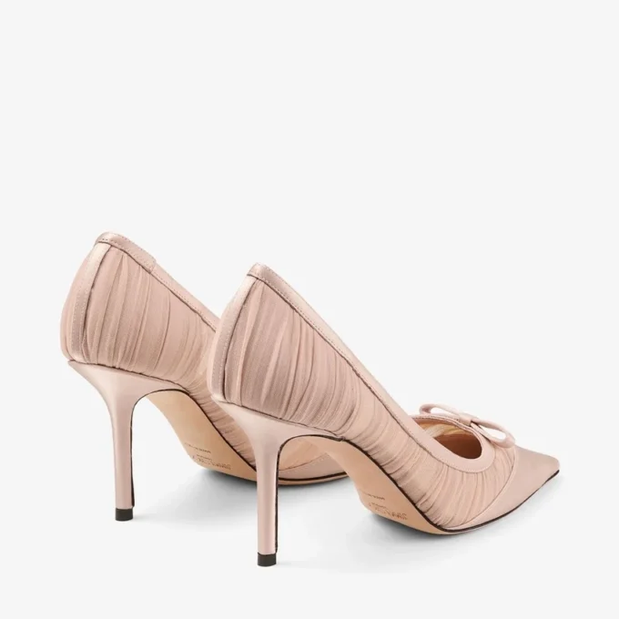 Love Mesh 85 Pantofi cu toc din satin macaron cu tul drapat Love Mesh 85 Pantofi cu toc din satin macaron cu tul drapat