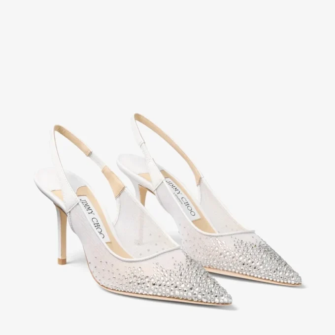 Love Sling Back 85 Pantofi cu baretă din plasă albă cu cristale DéGradé Galaxy Love Sling Back 85 Pantofi cu baretă din plasă albă cu cristale DéGradé Galaxy
