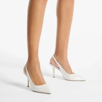 Love Sling Back 85 Pantofi cu baretă din satin de culoare ivoriu