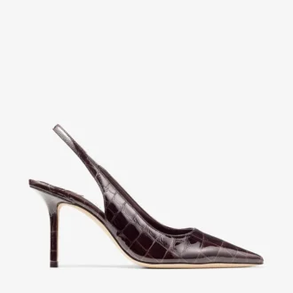 Love Sling Back 85 Sambuco Pantofi cu baretă din piele lucioasă cu imprimeu de crocodil