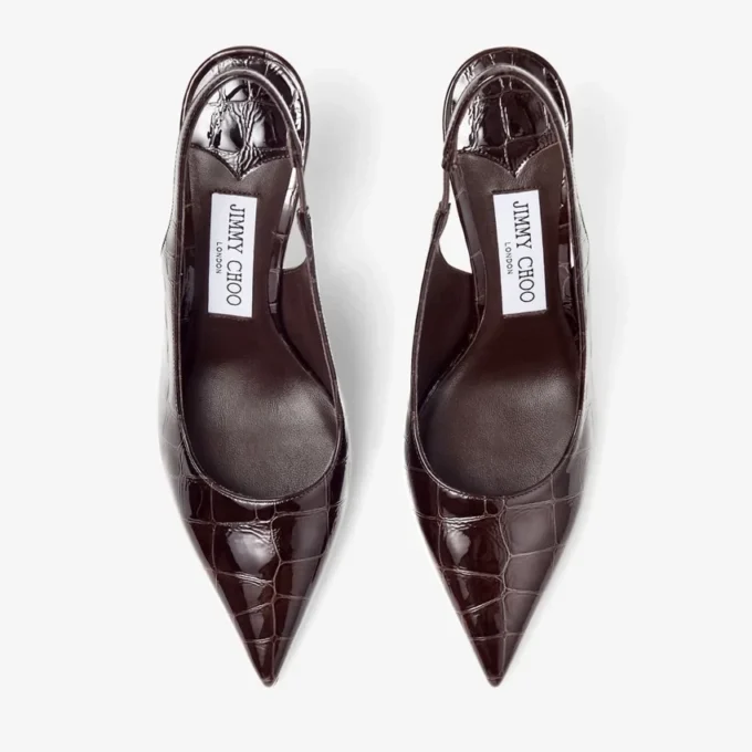 Love Sling Back 85 Sambuco Pantofi cu baretă din piele lucioasă cu imprimeu de crocodil Love Sling Back 85 Sambuco Pantofi cu baretă din piele lucioasă cu imprimeu de crocodil