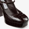 Marene Mary Jane 120 Sambuco Pantofi cu toc din piele lucioasă cu imprimeu de crocodil Marene Mary Jane 120 Sambuco Pantofi cu toc din piele lucioasă cu imprimeu de crocodil