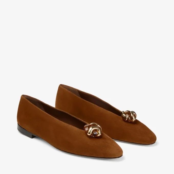 Margot Flat Balerini din piele de căprioară maro Margot Flat Balerini din piele de căprioară maro