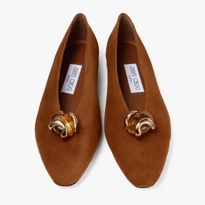 Margot Flat Balerini din piele de căprioară maro Margot Flat Balerini din piele de căprioară maro