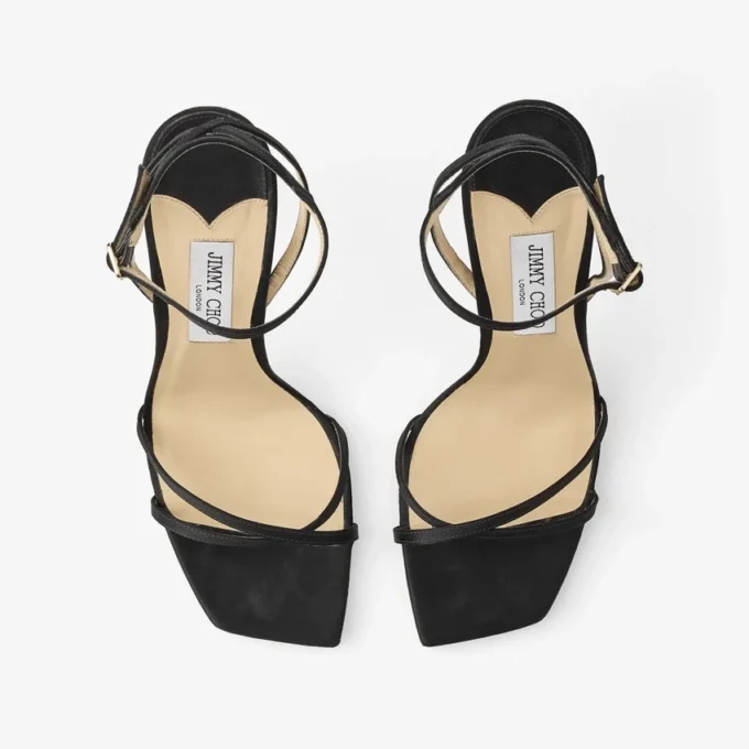 Metz 100 Sandală din satin negru Metz 100 Sandală din satin negru