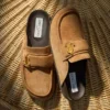 Milo Mule Mule fără spate din piele de căprioară catifelată de culoare maro