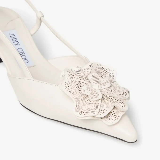 Mimmi Sling Back 50 Latte Pantofi cu baretă din piele nappa lucioasă, cu corsaj din dantelă Mimmi Sling Back 50 Latte Pantofi cu baretă din piele nappa lucioasă, cu corsaj din dantelă
