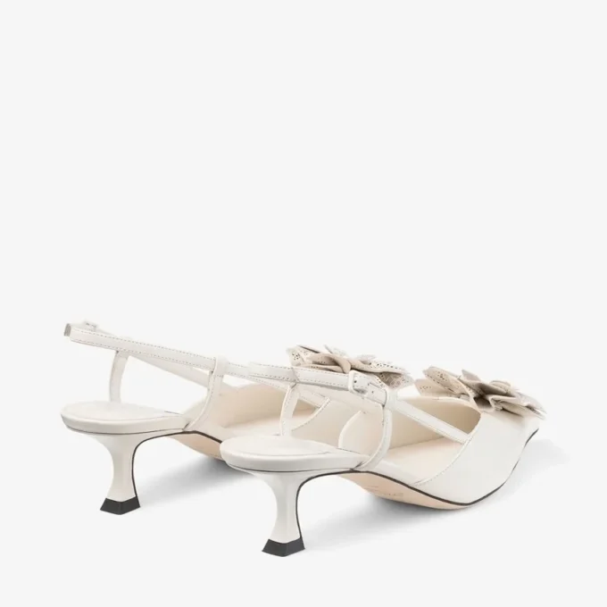 Mimmi Sling Back 50 Latte Pantofi cu baretă din piele nappa lucioasă, cu corsaj din dantelă Mimmi Sling Back 50 Latte Pantofi cu baretă din piele nappa lucioasă, cu corsaj din dantelă