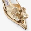 Mimmi Sling Back 50 Pantofi cu baretă din piele Liquid Metal aurie cu corsaj perforat jimmy choo Mimmi Sling Back 50 Pantofi cu baretă din piele Liquid Metal aurie cu corsaj perforat jimmy choo