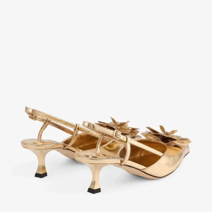 Mimmi Sling Back 50 Pantofi cu baretă din piele Liquid Metal aurie cu corsaj perforat jimmy choo Mimmi Sling Back 50 Pantofi cu baretă din piele Liquid Metal aurie cu corsaj perforat jimmy choo